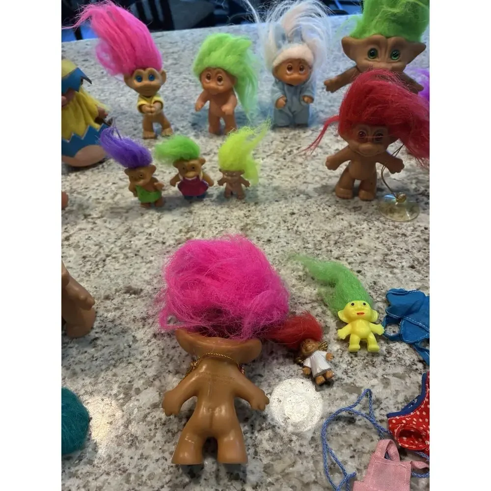 Vintage Troll Dolls Large Lot of 20 Collectible Bundle Original Hair Accessories